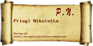 Priegl Nikoletta névjegykártya